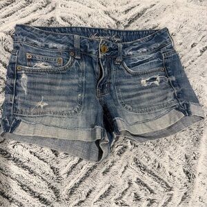 American Eagle Outfitters Distressed Blue Jean Shorts